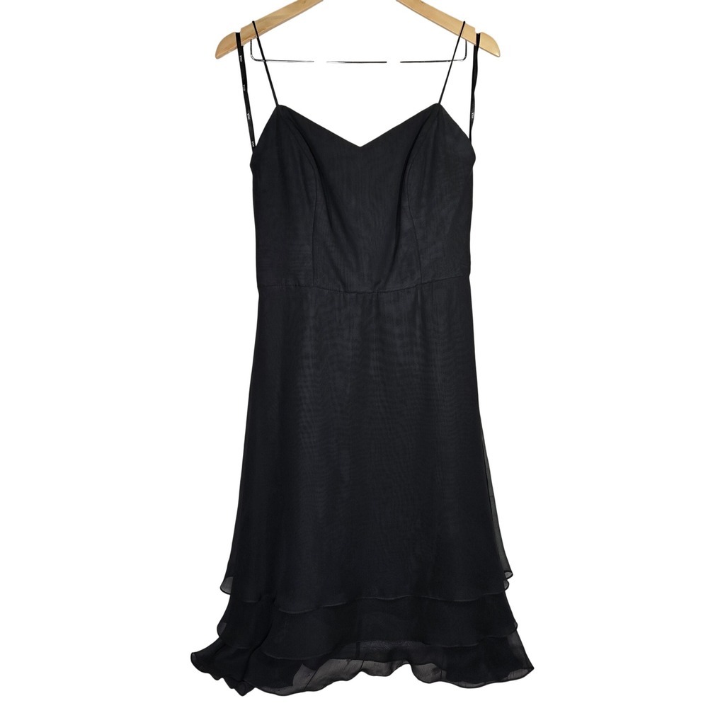 WTOO‎ by Watters & Watters Black Tiered Chiffon Cocktail Dress Size 10 Style 834